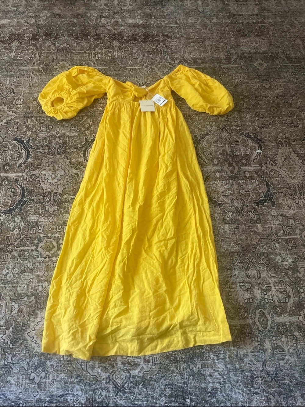 Yellow Puff-Sleeve Mara Hoffman Dress - Bright Yellow
